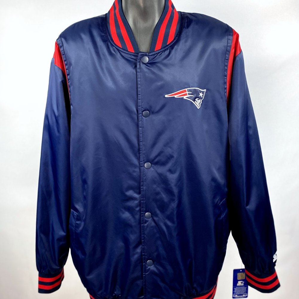 NEW ENGLAND PATRIOTS Starter Snap Down Jacket BLUE SMALL
